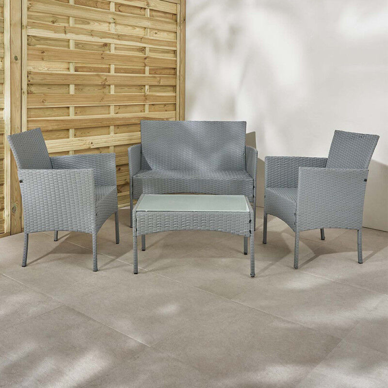 Wilsa Garden - Salon de jardin en résine Gris 'Barcelone' 4 places