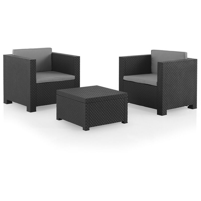Jardin/Terrasse Ensemble De 2 Fauteuils+1 Table. Diva Tete Grafit Sp Berner