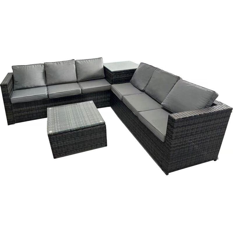 Habitat Et Jardin - Salon de jardin en résine tressée 6 places 'Katy' - Gris