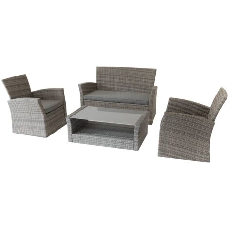 Salon de jardin en résine tressée Bora Bora Terre d'ombre - Hespéride