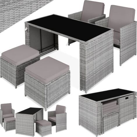 Salon de jardin en résine tressée PALERME 4 Places - mobilier de jardin, meuble de jardin, ensemble table et chaises de jardin