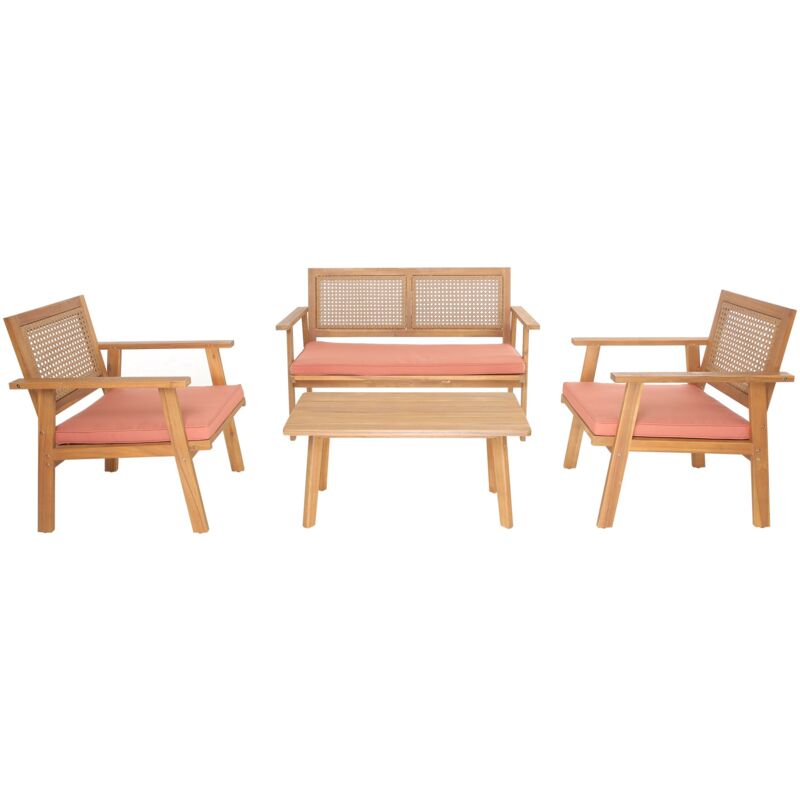 Salon de Jardin en Rotin et Bois