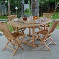 1 En M4 Jardin Teck WesportTable Salon Extensible 7 1 Chaises De 2 À Ecograde Java Ronde SUMpVz