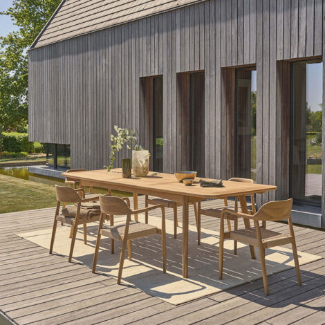 Salon de jardin en teck massif extensible 6/8 pers.