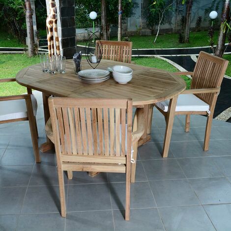 Salon de jardin en teck qualité Ecograde Valence, 4 places