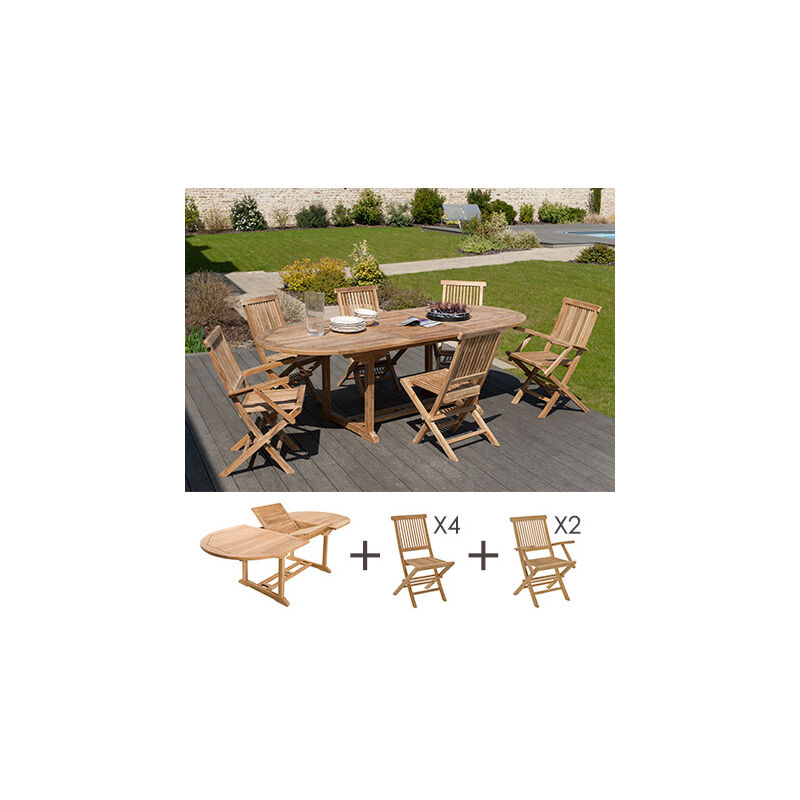 M-s - Ensemble table ovale - 4 chaises - 2 fauteuils