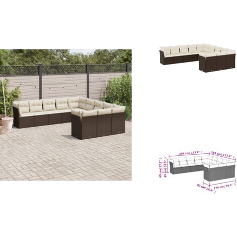 Salon de jardin et coussins 11 pcs marron résine tressée - Salon De Jardin - Canapé Extérieur - Meuble De Jardin - Ensemble Salon De Jardin - Mobilier De Jardin