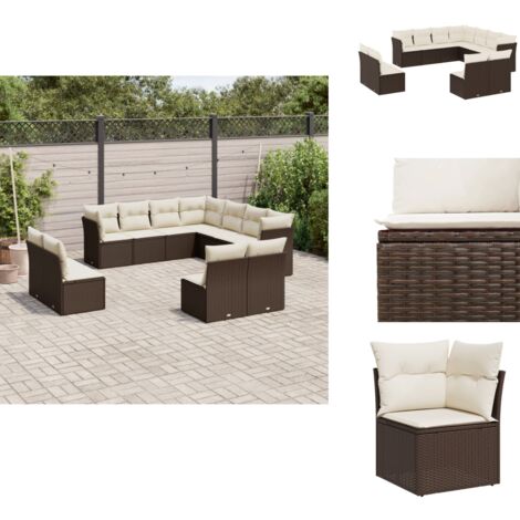 Salon de jardin et coussins 11 pcs marron résine tressée - Salon De Jardin - Canapé Extérieur - Meuble De Jardin - Ensemble Salon De Jardin - Mobilier De Jardin