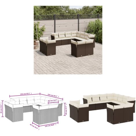 Salon de jardin et coussins 11 pcs marron résine tressée - Salon De Jardin - Canapé Extérieur - Meuble De Jardin - Ensemble Salon De Jardin - Mobilier De Jardin - Home & Living