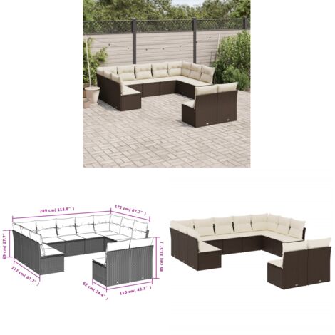 Salon de jardin et coussins 11 pcs marron résine tressée - Salon De Jardin - Canapé Extérieur - Meuble De Jardin - Ensemble Salon De Jardin - Mobilier De Jardin - Home & Living