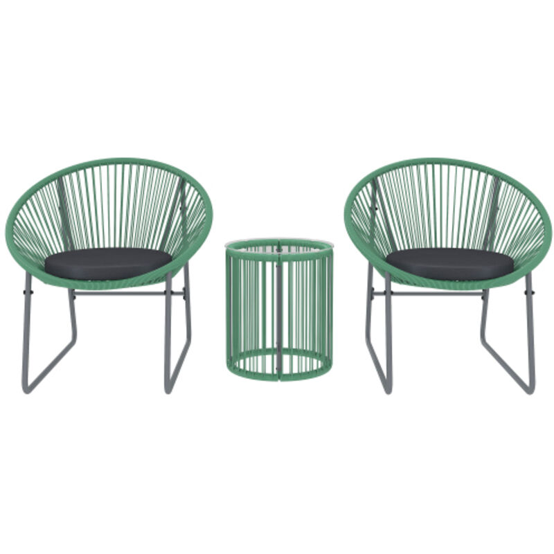 Frixovel - Salon de jardin extérieur, Ensemble de 3 meubles , 2 chaises, 1 table verre - Vert