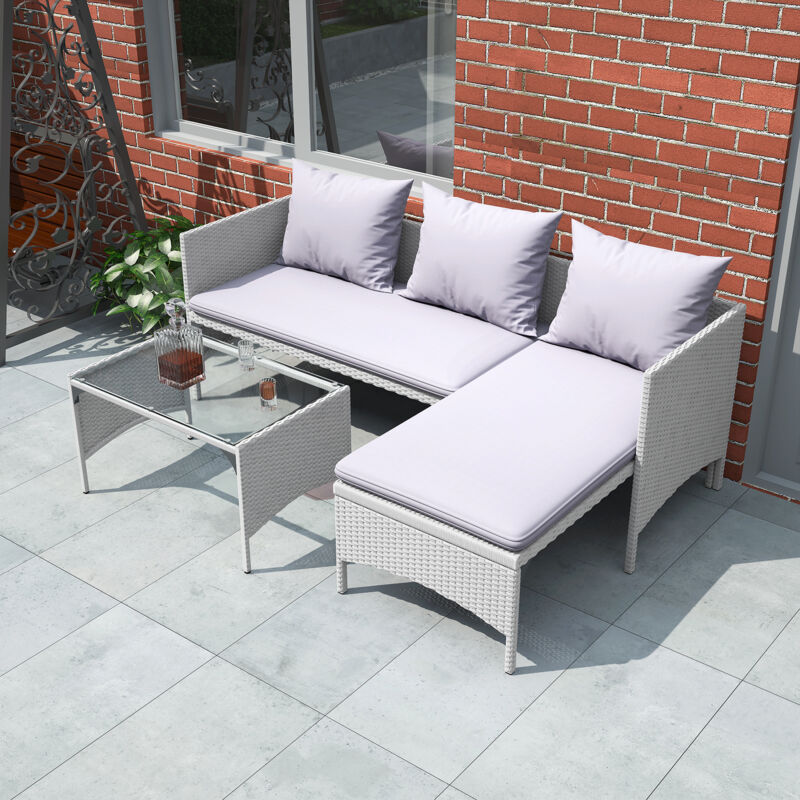 Wowttrelax - Salon de jardin exterieur, salon canape angle, Salon de jardin d'angle en résine tressée, Gris