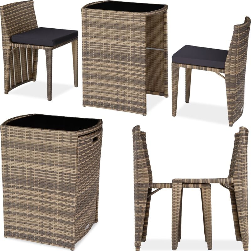 Tectake - Salon de jardin avec cadre en aluminium avec plateau en verre trempé encastrable