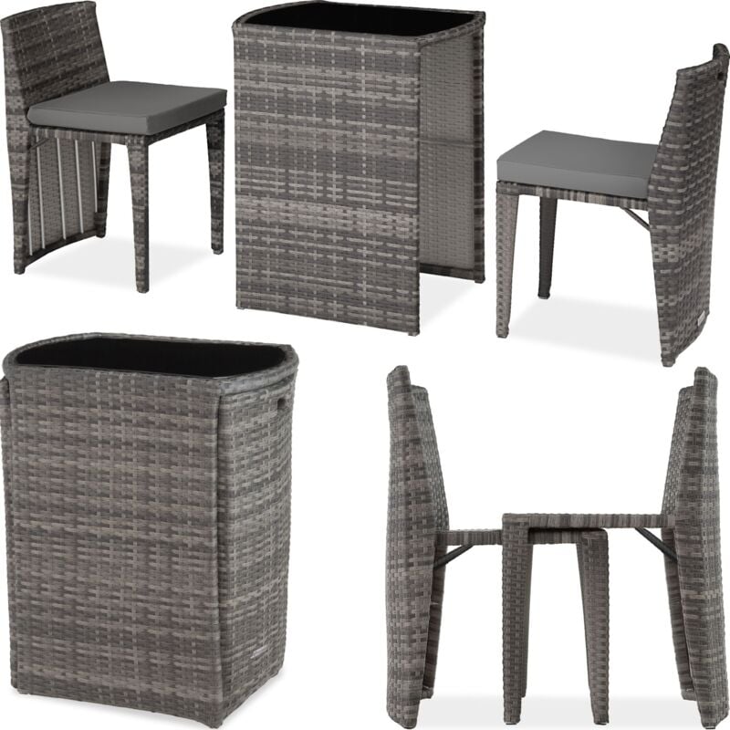 Tectake - Salon de jardin avec cadre en aluminium avec plateau en verre trempé encastrable