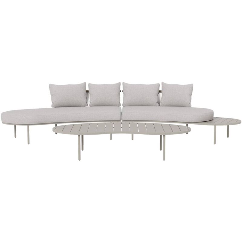 Salon de jardin haricot en aluminium taupe Zion