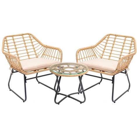 Hesperide – Salon de jardin Lambada 2 places – Structure en acier époxy – Résine tressée – Coussins déhoussables traités anti-décoloration – Table basse en verre trempé