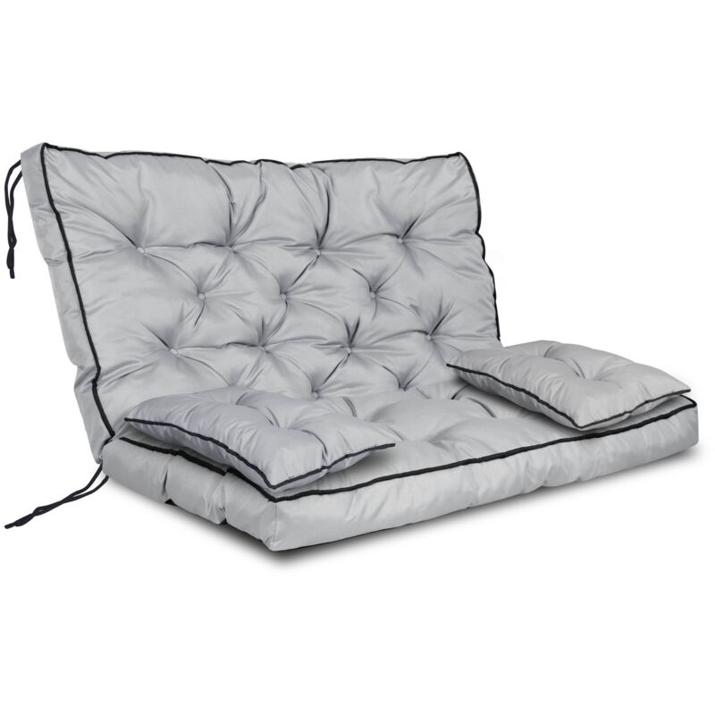 Salon de jardin latéral haut avec passepoil, 120x60x50 cm, gris