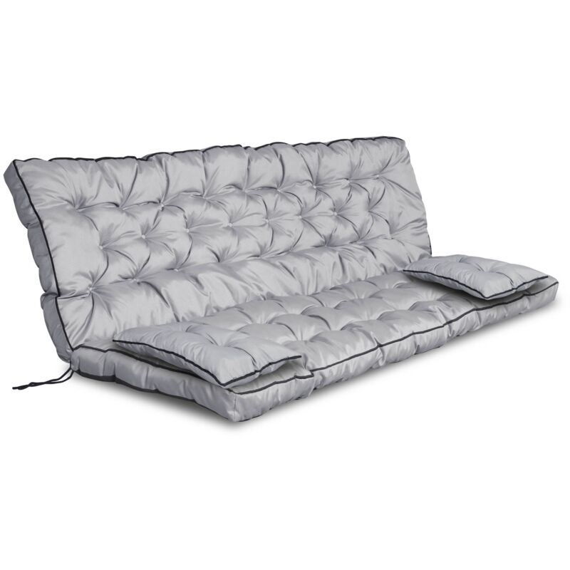 Salon de jardin latéral haut avec passepoil, 180x60x50 cm, gris