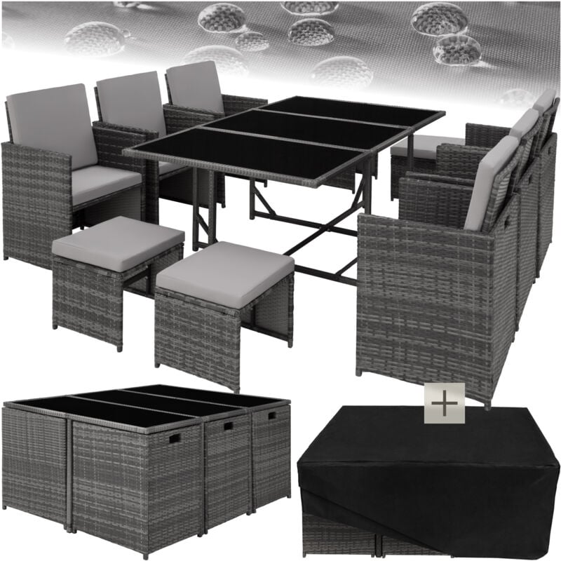 Tectake - Salon de jardin Pour 6 à 10 personnes - Gris
