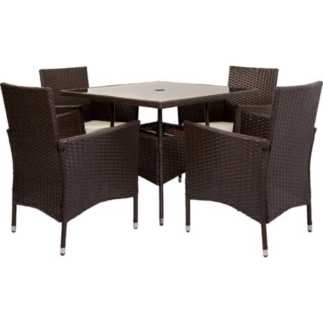 Salon de jardin marron table et fauteuils en résine tressée - marron chocolat résine tressée