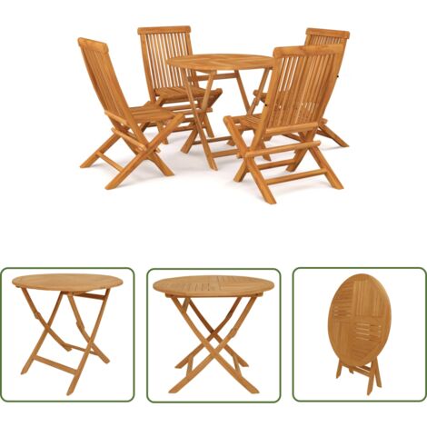Salon de jardin meuble d'extérieur ensemble de mobilier 5 pièces bois de teck massif