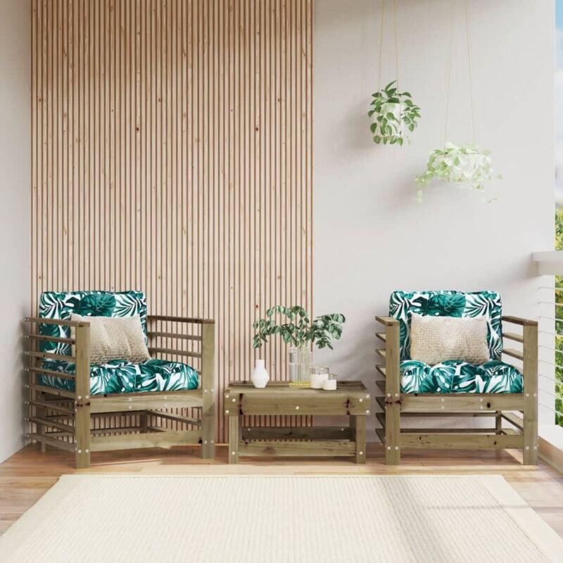 Vidaxl - Chaises de jardin avec coussins lot de 2 bois de pin imprégné
