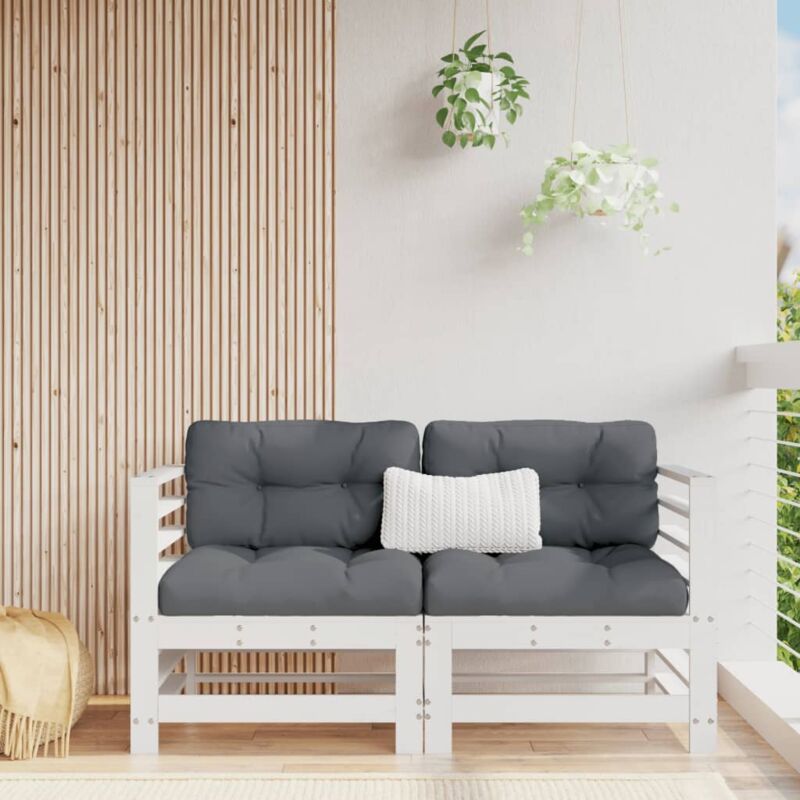Vidaxl - Canapés d'angle avec coussins 2 pcs blanc bois de pin massif
