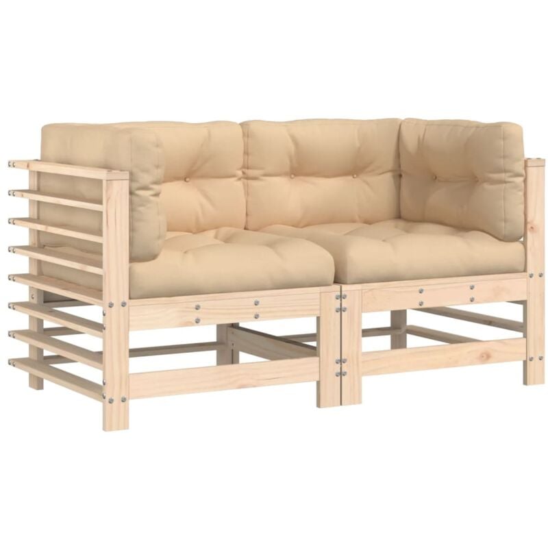 Vidaxl - Canapés d'angle avec coussins 2 pcs bois de pin massif