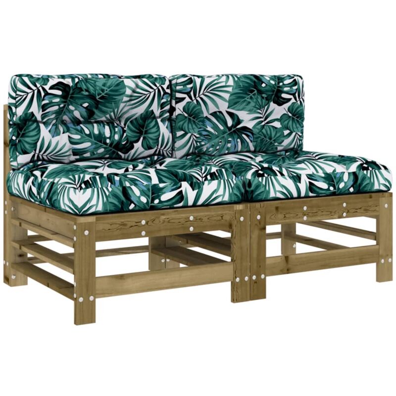 Vidaxl - Canapés centraux avec coussins 2 pcs bois de pin imprégné