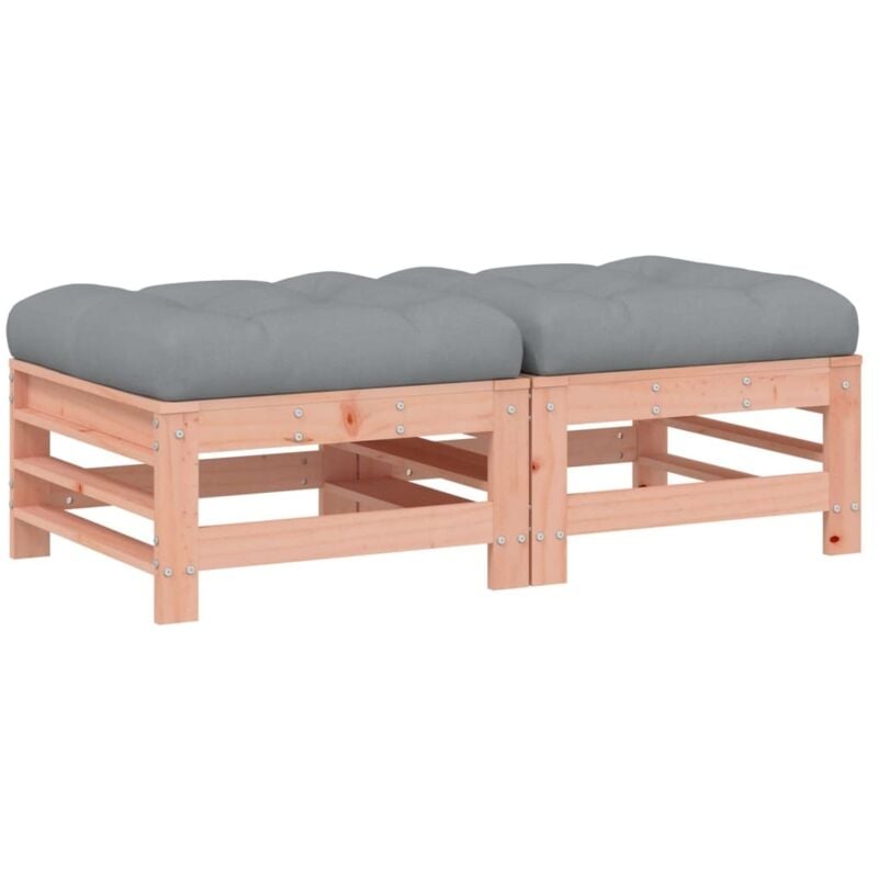 Repose-pieds de jardin et coussins lot de 2 bois massif douglas Vidaxl