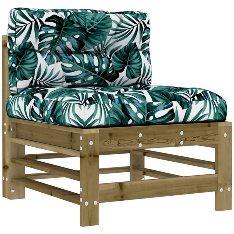 Canapé central avec coussins bois de pin imprégné Vidaxl