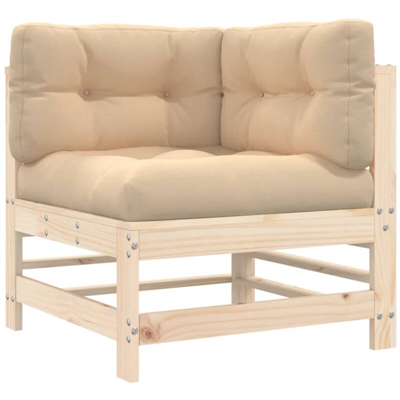 Vidaxl - Canapé d'angle avec coussins bois de pin solide