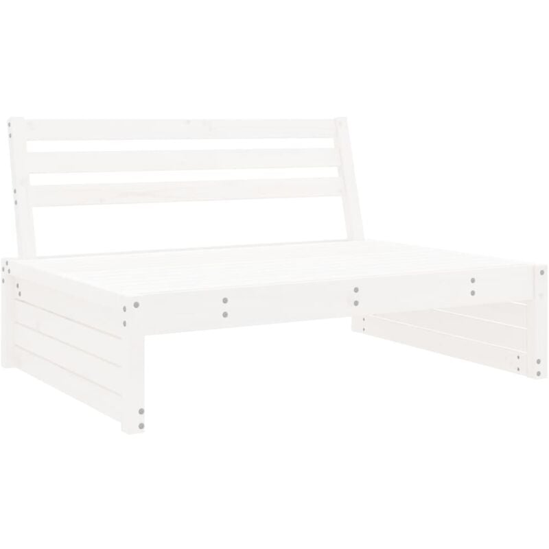 Canapé central de jardin blanc 120x80 cm bois de pin massif