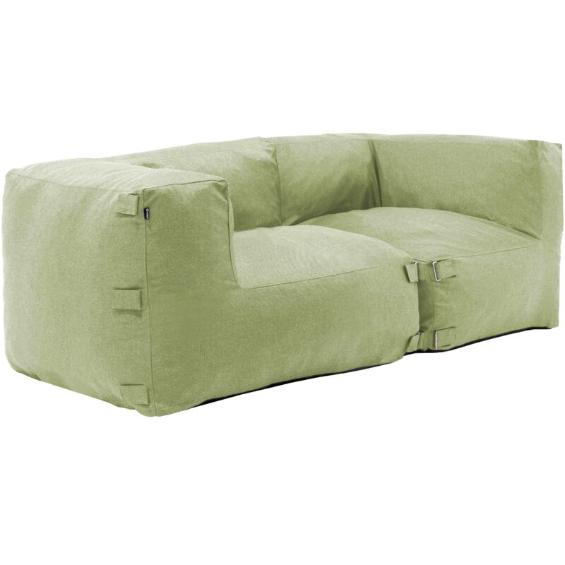 Salon de jardin modulable avec 2 fauteuils d'angle vert cactus - Mixi