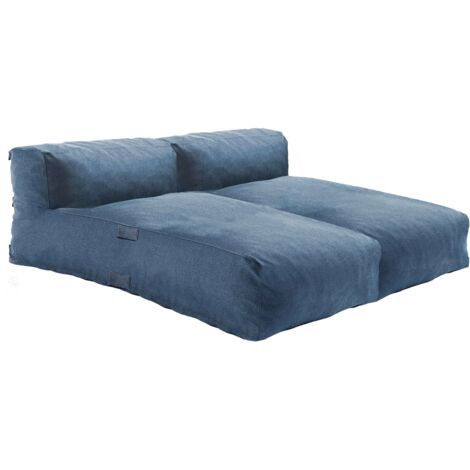 Salon de jardin modulable avec 2 méridiennes bleu pacific - Mixi