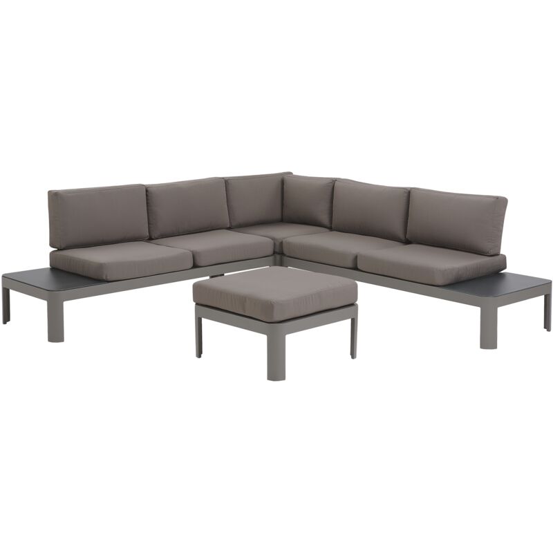 Salon de Jardin 5 Places en Aluminium Gris avec Coussins Dehoussables Assortis Design Tendance Idéal pour Extérieur Moderne et Minimaliste Beliani