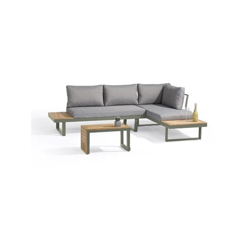 Salon de jardin modulable - Kaki - Bois d'acacia et aluminium Dcb Garden 4 places - tokyo