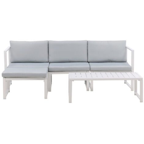 Salon de Jardin Modulable "Salvador" 200cm Blanc & Gris