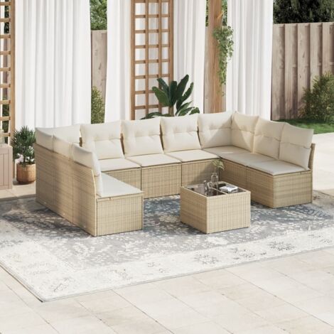 Salon de jardin modulaire 10 places avec table et coussins assortis