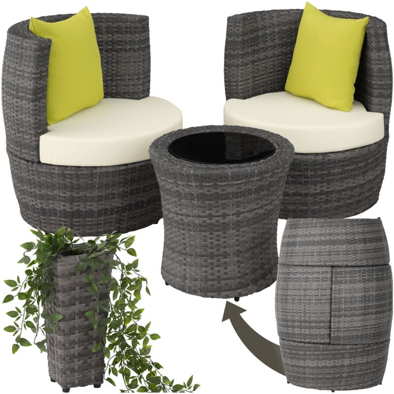 Tectake - Salon de jardin Avec cadre en aluminium avec Plateau en verre de sécurité Empilable