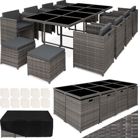 Salon de jardin NOUVELLE ORLEANS 12 places avec 2 sets de housses + housse de protection - mobilier de jardin, meuble de jardin, ensemble table et chaises de jardin