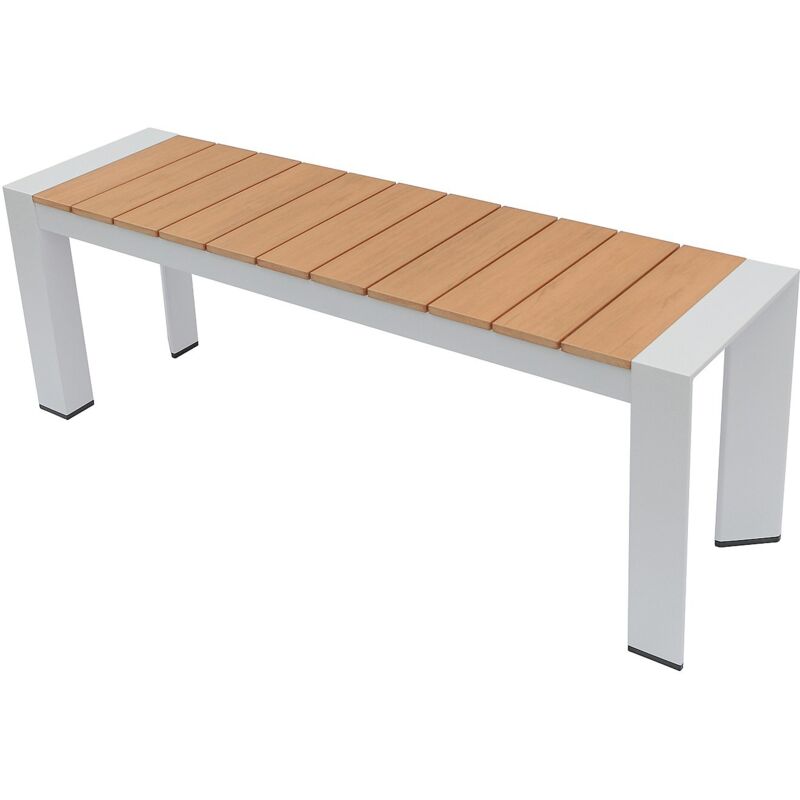 Banc de jardin en aluminium L.130 cm - Naturel clair et blanc - NYROS de MYLIA