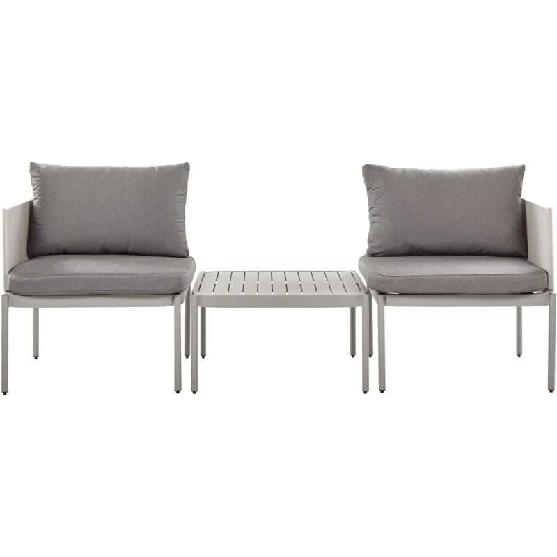 Canapé de Jardin Convertible et Table Basse en Aluminium Gris Clair Terracina