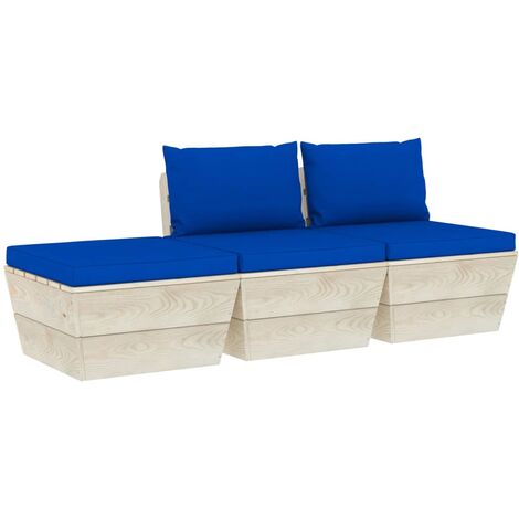 vidaXL Salon de Jardin Palette 9 pcs et Coussins Epicéa Imprégné Multicolore