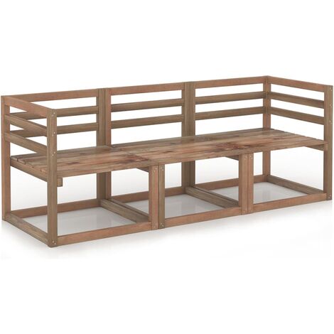 Salon de jardin palette 3 pcs Ensemble Table et Chaise de Jardin - Marron Bois de pin imprégné BV217016 - BonneVie - Brun