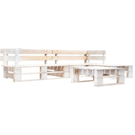 Salon de jardin palette 4 pcs Bois Blanc vidaXL43494