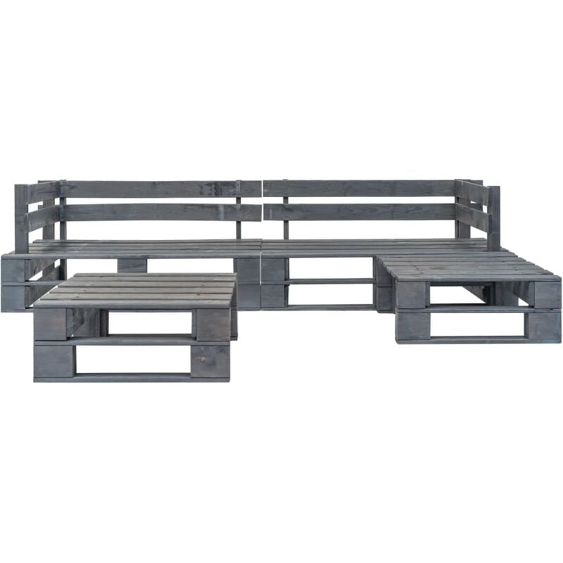 Salon de jardin palette 4 pcs Contemporain, Ensemble repas de jardin, Bois Gris OIB1700E - Gris