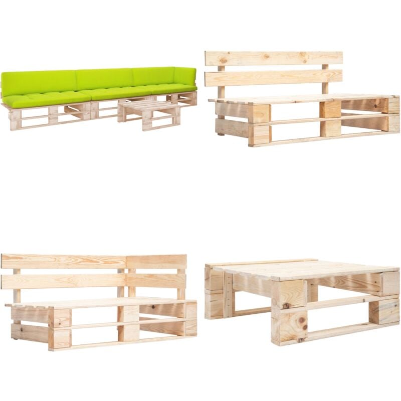 Salon de jardin palette 4pcs avec coussins Bois de pin imprégné - Salon De Jardin - Mobilier De Jardin - Set De Salon - Meubles De Jardin - Patio