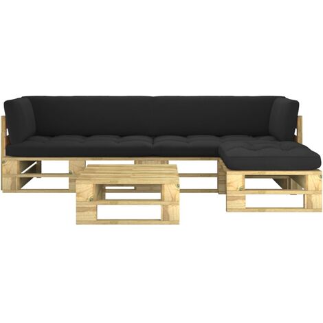 vidaXL Salon de Jardin Palette 6pcs et Coussins Pin Imprégné Multi-modèle
