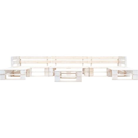 Salon de jardin palette 6 pcs - Canapé de jardin - Ensembles de Meubles d'exterieur - Bois Blanc Chic-811647